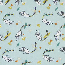 Algodón estampado SRUMI Menta / Multicolor de bosque